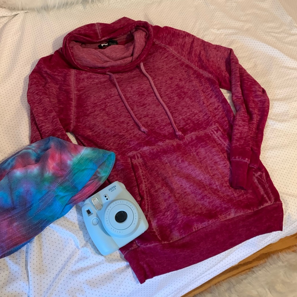 Planet Gold maroon Cowl Neck Hoodie | Women’s S